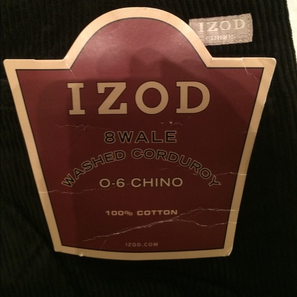 NWT IZOD SIZE 16 BLACK WASHED CORDUROY PANTS CHINO - Picture 3 of 4